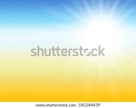 sun ray summer desert background, yellow and blue colors