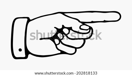 Retro Pointing Hand In Black And White Stock Vector Illustration ...