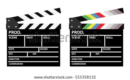 Set of two movie clappers, one in color