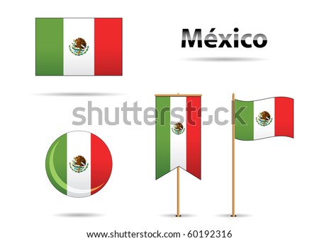set of mexican flags in bicentennial anniversary