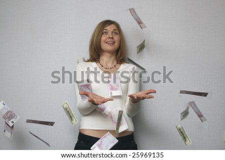 Girl with falling money