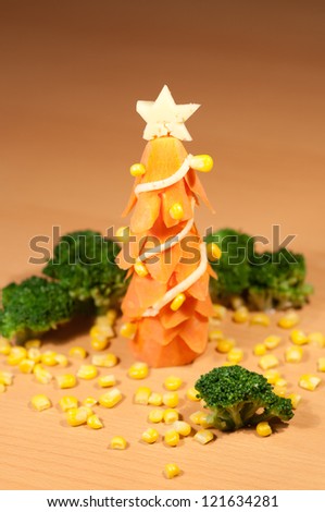 fir-tree of a carrot and broccoli