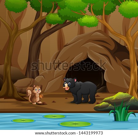 Wild animals cartoon living in the cave