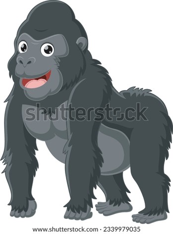 Cute gorilla cartoon on white background