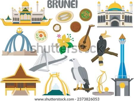 Set of Brunei famous landmarks