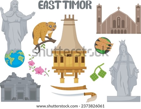 Set of East Timor famous landmarks