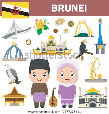 Set of Brunei famous landmarks
