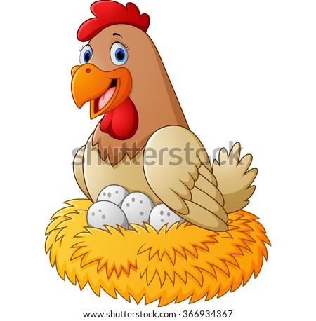 Cartoon Hen With Egg Stock Vector Illustration 366934367 : Shutterstock
