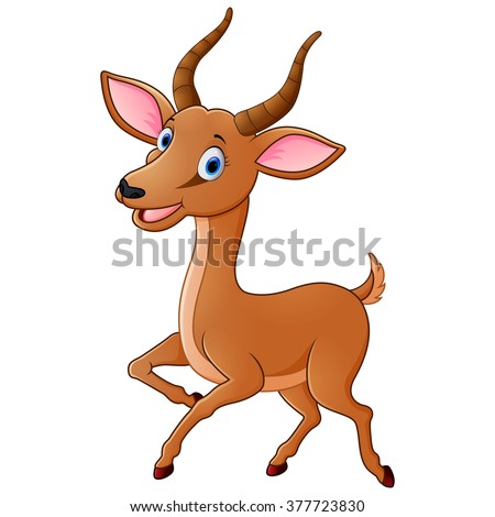 Cartoon Funny Impala Isolated On White Background Stock Photo 377723830