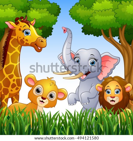 Vector Illustration Of Cartoon Collection Animals In The Jungle ...