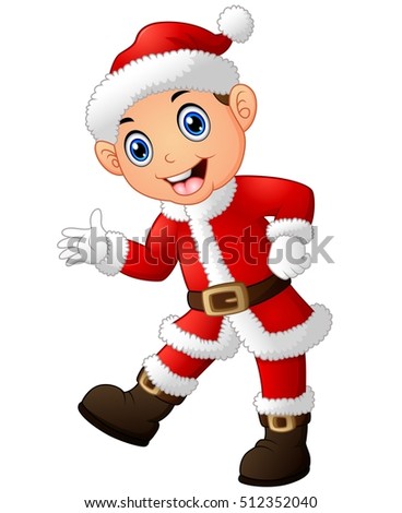 Vector Illustration Of Cartoon Santa Presenting - 512352040 : Shutterstock