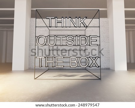 Think outside the box concept. 3d rendering