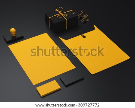 yellow with black branding elements on black background