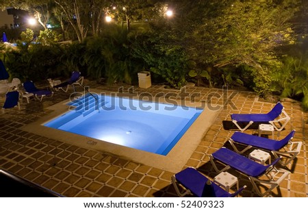 Beautiful pool and patio in dusk