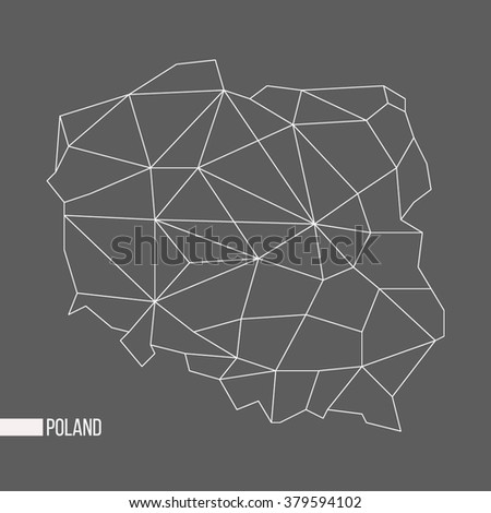 Abstract polygonal geometric Poland minimalist vector map isolated on gray background