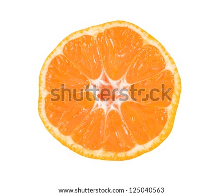Slice of mandarin isolated on white