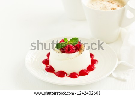 Similar – Image, Stock Photo Delicious Italian panna cotta with red currants in cafe