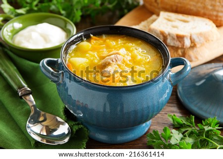 Schi- traditional Russian cabbage soup. Imagine de stoc © 