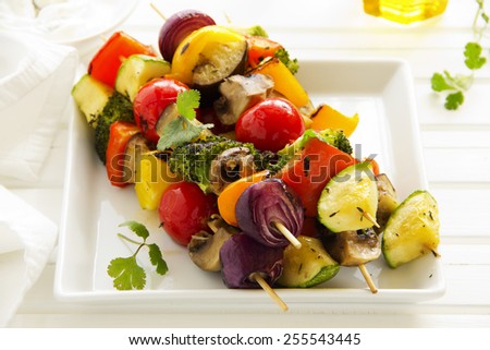 Vegetable Skewers (ratatouille) on skewers.