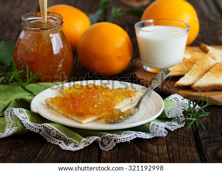 toast with orange marmalade for breakfast.