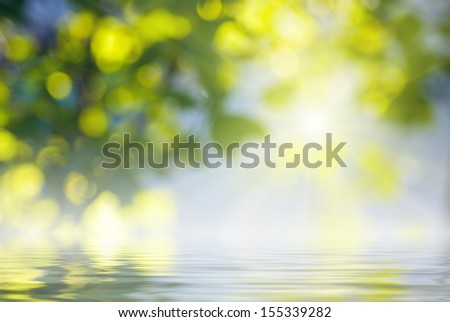 Natural background with rays of light, reflected in water