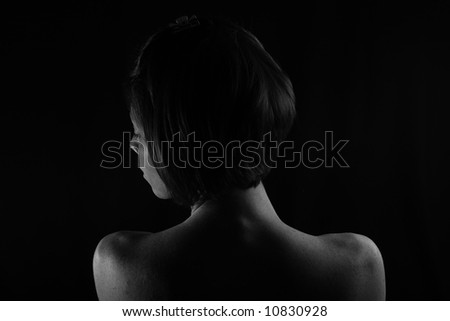 Woman\'s Head and Shoulders against a Black Background II