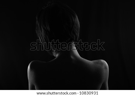 Woman's Head and Shoulders against a Black Background III