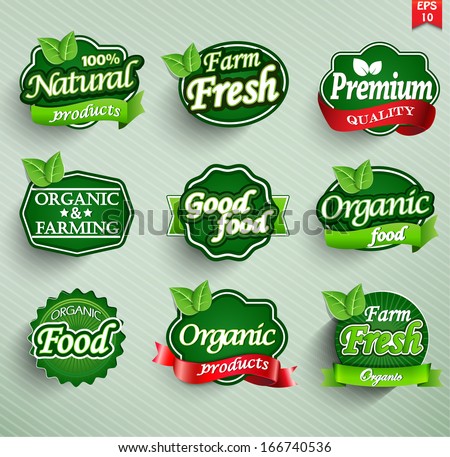 Farm fresh, organic food label, badge or seal