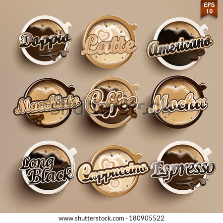 Coffee vector icon set menu. 