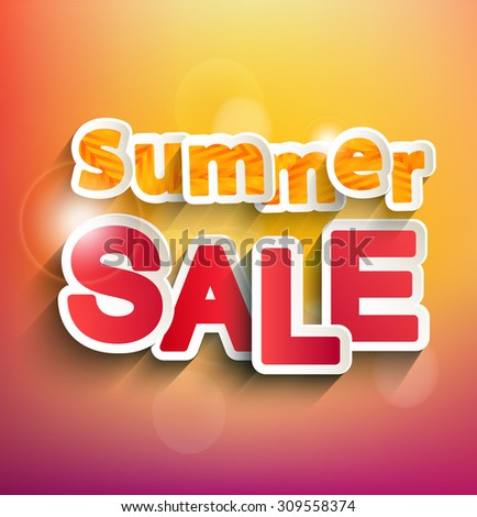 Summer Sale collection. Raster copy summer background with bokeh. Text design.