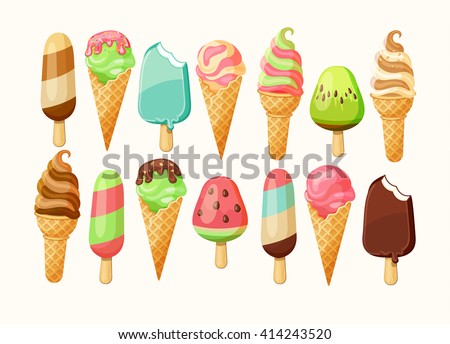 Ice cream collection, vector illustration.