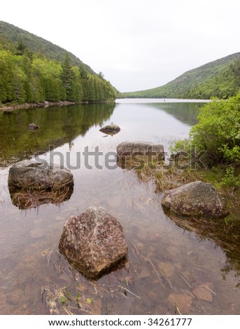 rocks in a mountain lake