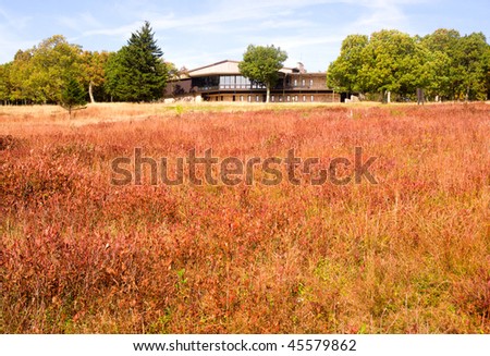 Big Meadows in fall color and visitor center