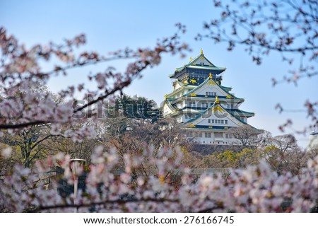 OSAKA - March 30 : Visitors enjoy cherry blossom on March 30, 2015 in Osaka Castle Park. It is a public urban park and historical site situated at Osaka.