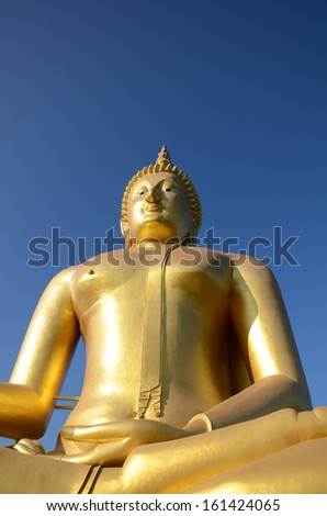 big statue image of buddha at Wat muang,Angthong,Thai land
