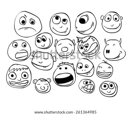 Vector set of simple smile emotions.