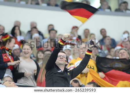 MINSK, BELARUS - MAY 17: Fan of Germany during 2014 IIHF World Ice Hockey Championship match at Minsk Arena on May 17, 2014 in Minsk, Belarus.
