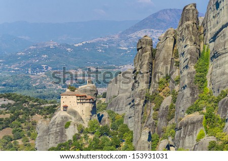 Meteora Monasteries, Greece. It belongs to the UNESCO World Heritage Site