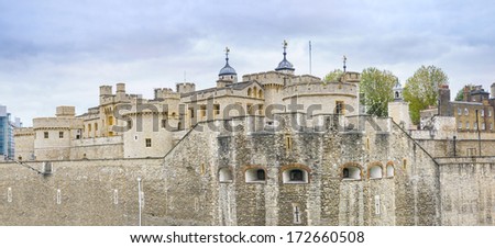 The Tower of London panorama, medieval castle and prison, UK, England