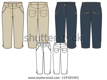 Womens'S Capri Trousers Technical Drawing Stock Vector Illustration ...