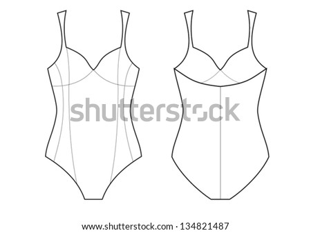 Woman'S Swimming Suit Technical Drawing Stock Vector Illustration ...