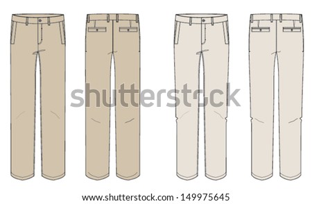 Man'S Brown, Beige Trousers Set Technical Drawing Stock Vector ...