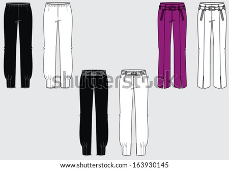 Woman'S Evening Trousers Technical Drawing Stock Vector Illustration ...