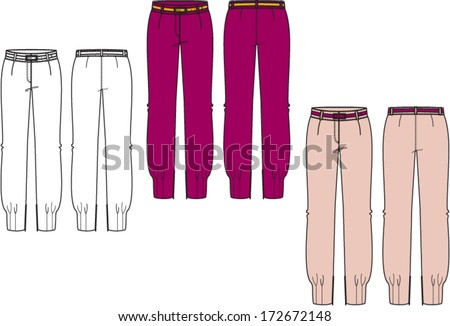 Technical Vector Drawing Of Woman'S Trousers - 172672148 : Shutterstock