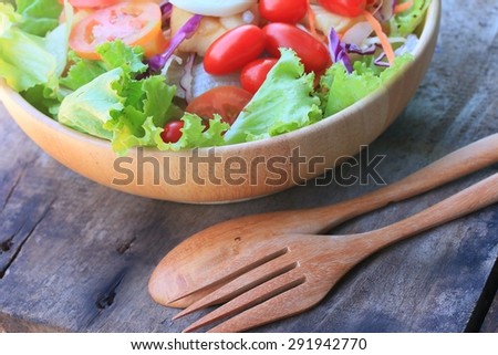 Vegetables salad eggs with mayonnaise