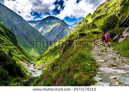 Valley Of Umbalfaelle On Grossvenediger With View To Mountain Roetspitze In Nationalpark Hohe Tauern In Tirol In Austria Stock foto © 