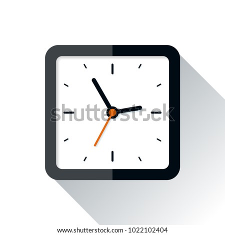 Squre Clock icon in flat style, square timer on white background. Business watch. Vector design element for you project