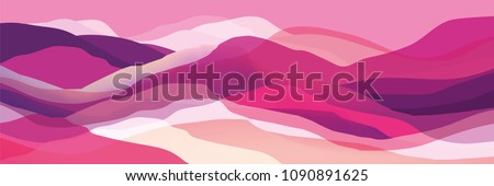Color mountains, waves, abstract shapes, modern background, vector design Illustration for you project