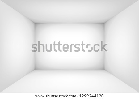 Empty white room. The inner space of the box. Vector design illustration. Mock up for you business project