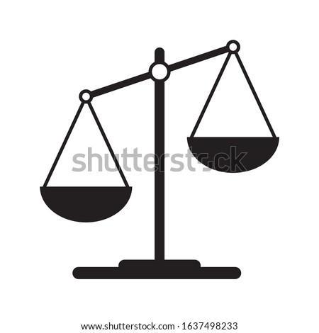 Scales icon in flat style on white background. Libra symbol, balance sign. Vector design element for you project